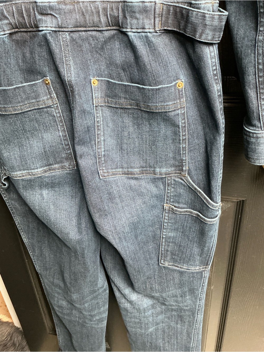 Women’s Blue Denim Workwear Jumpsuit - Classic Utility Style - Picture 7 of 14